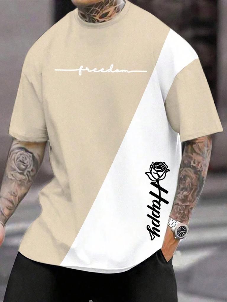Koszulka męska Odzież Modna Litera i Kwiat 3D Drukowane Koszulki Harajuku Krótki Rękaw Koszulka Casual Oversized Męska Odzież Top