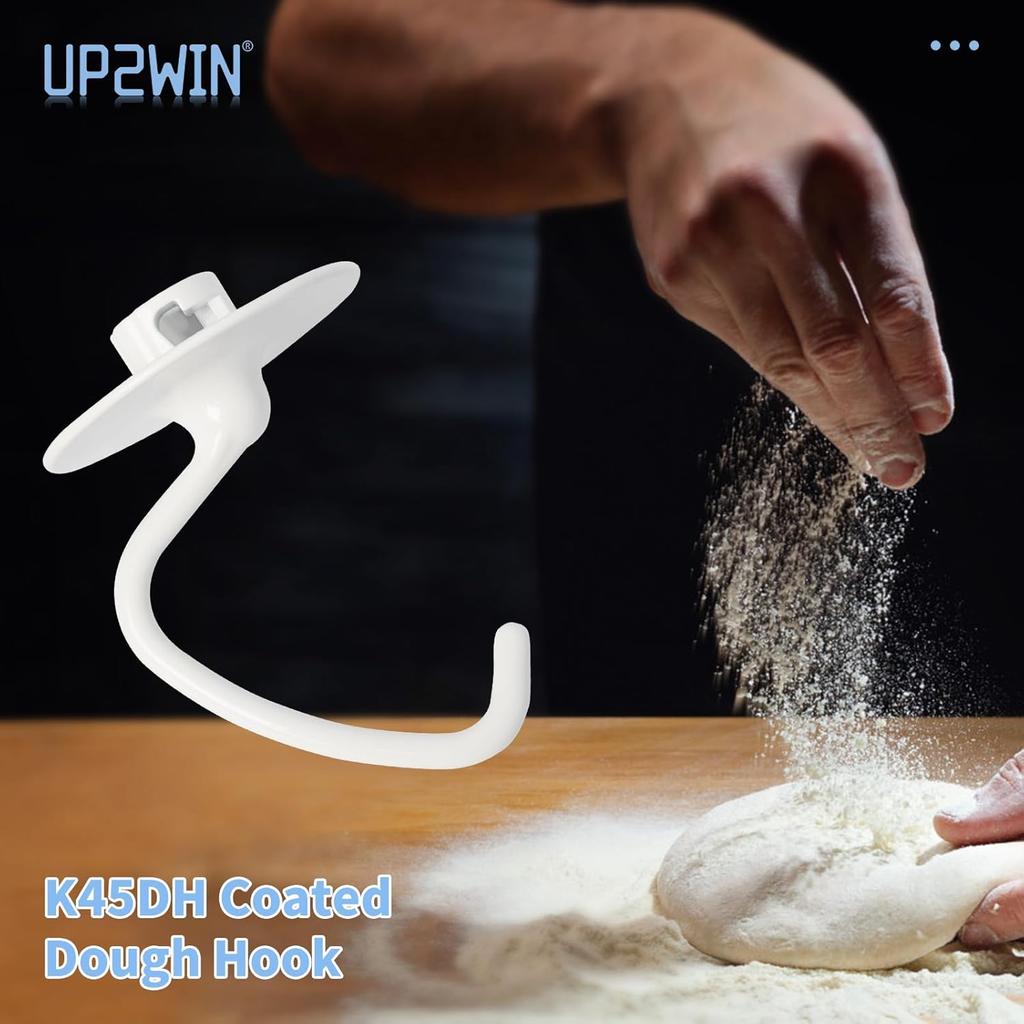UP2WIN K45DH Dough Hook Attachment for KitchenAid Mixer - K45DH Coated Dough Hook for KSM150 KSM90 K45SS, Dough Attachment for Kitchen Aid Tilt-Head