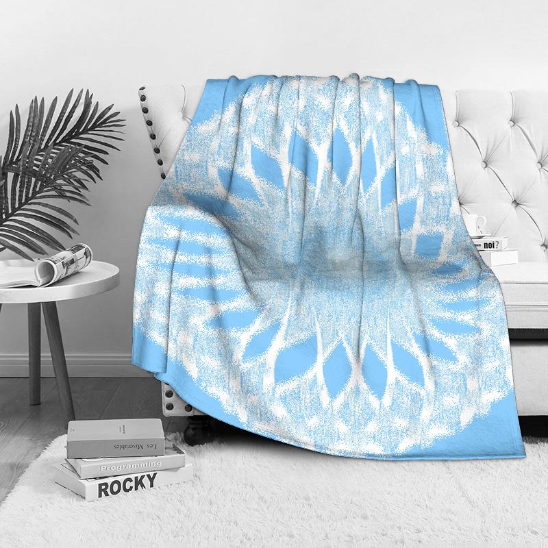 Boho Blue Paisley Pattern Throw Blanket Soft Fleece Bed Sofa Cover Decorative Throw Blanket for Couch Gift