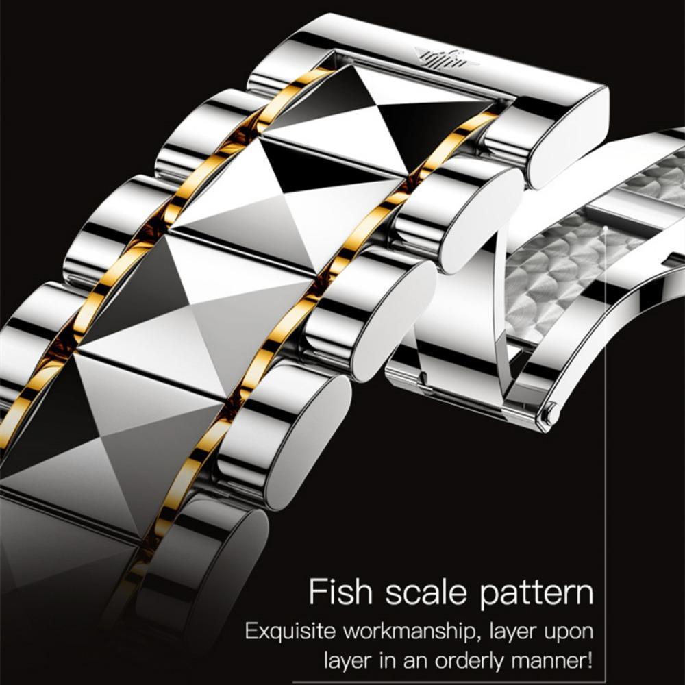 OUPINKE Herrenuhr Multifunktional Leuchtend Skelettiert Business Mechanisch High-End Uhr