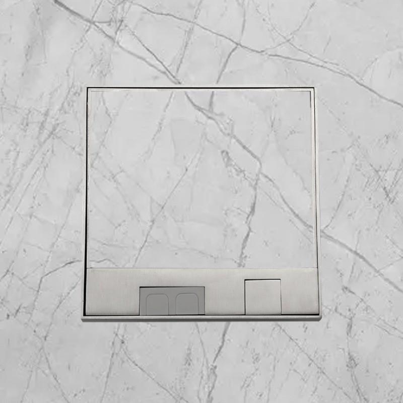 Embedded Invisible Floor Socket Stainless Steel Marble Style Universal Three Hole Flat USB Charging Power Socket
