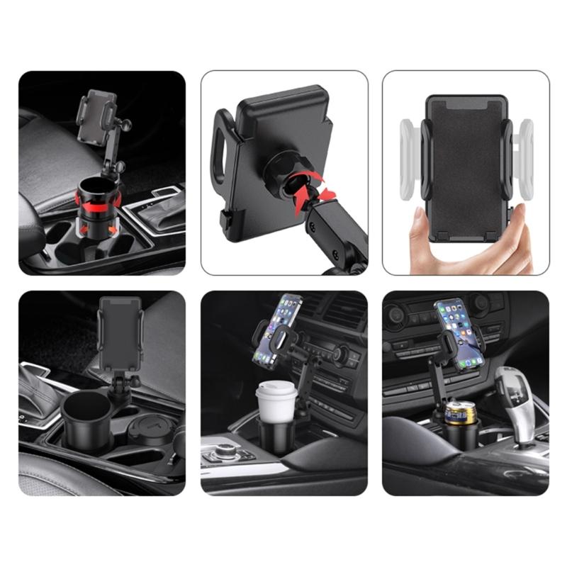 2 In 1 Car Cup Holder Cellphone Mount Cradle Stand Multifunctional Phone Mount Universal Beverage Holder 360°