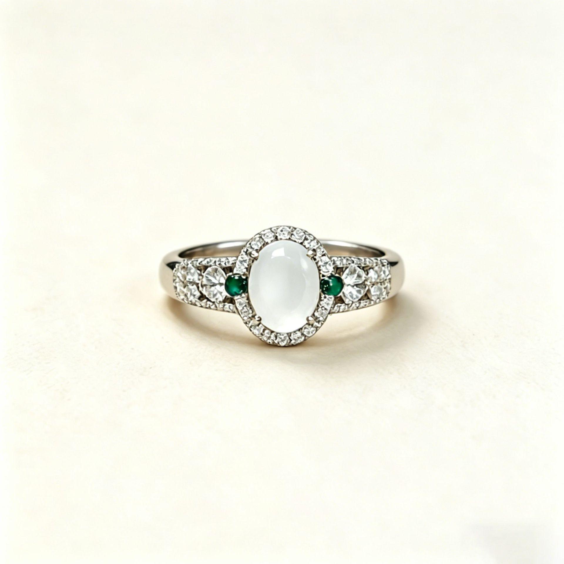 Yanbai Zircon Sparkle Imitation Jade Ring - High-End Light Luxury, Versatile, Fashionable Finger Accessory. Size 10