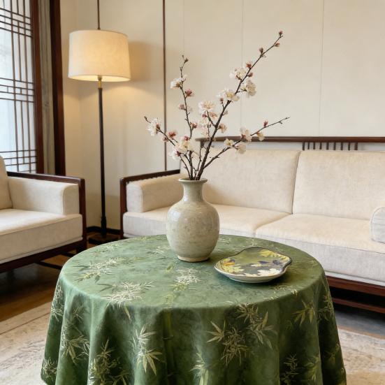 Obrus Sezonowy Letni Wodny Druk Kwiatowy Okrągły Odporny na Rozlania Odporny na Zmarszczki Pokrowiec na Stół Wystrój Domu