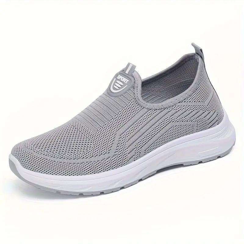 Women's Casual Mesh Sneakers - Breathable Solid Color Slip-On Fashion Shoes Walking Footwear