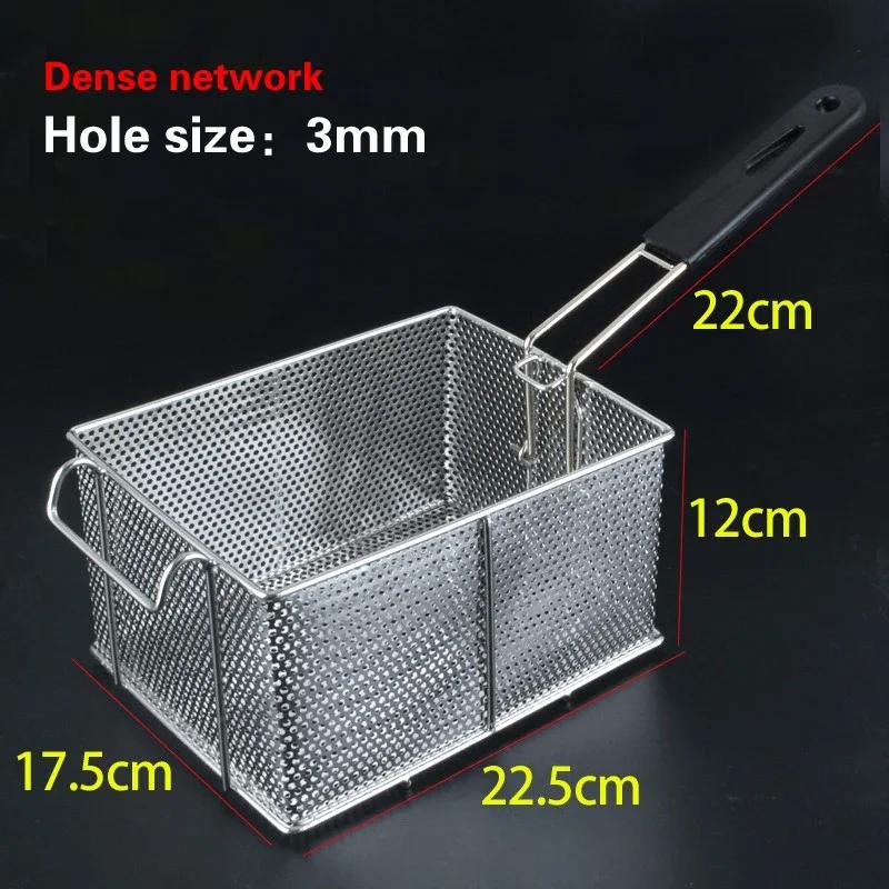 Stainless Steel Frying Basket Net French Fries Basket  Frame Square Oil  Control Filter Frying Basket Dense