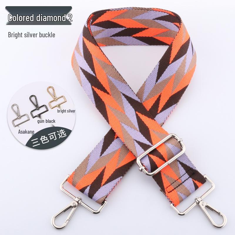 Adjustable 5cm Wide Colorful Diamond Bag Strap - Crossbody & Shoulder Strap Available
