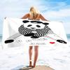 Asciugamano da Spiaggia Oversize, Panda Cartone Animato Piscina Nuoto Viaggio Morbido Asciugamano Coperta all'Ingrosso per Donne Uomini Campeggio Crociera Copri Sdraio