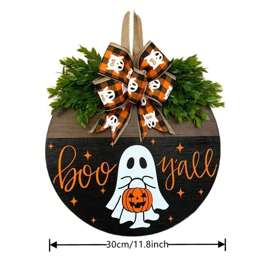 1pc Halloween Ghost Pumpkin Door Hanging Sign - Festive Welcome Decoration For Home, Office, And Garden - Perfect Housewarming