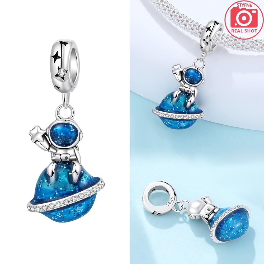 Original Copper Certified Pink Shell Pearl Blue Zircon Petals Beads Fit Women Woman Gift Phone Charms Diy Accessory