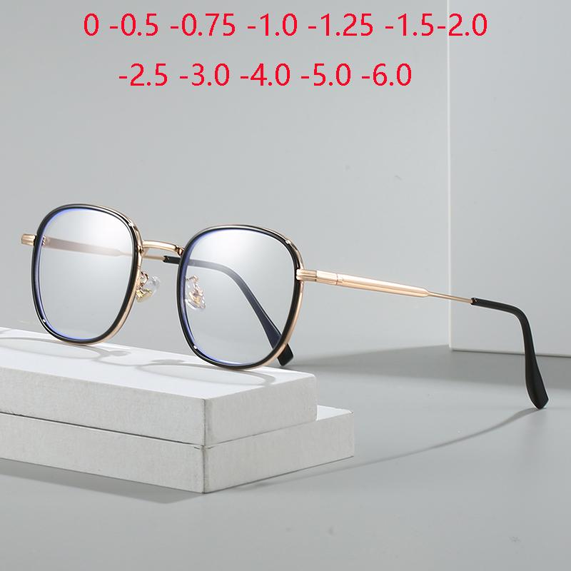Blue Light Blocking Oval Prescription Eyeglasses For The Nearsighted Women Student Single Lens Myopia Spectacles 0 -0.5 -1.0 To -6