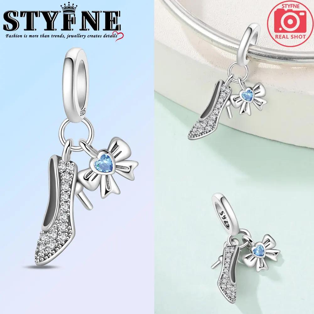 Exquisite Copper Ballet Dance Shoes High Top Canvas Shoe High Heels Charms Beads Fit Diy Bracelet Fine Birthday Jewelry Gift