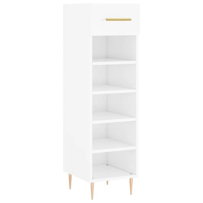 VidaXL Shoe Cabinet High Gloss White 30x35x105 Cm Engineered Wood 829662