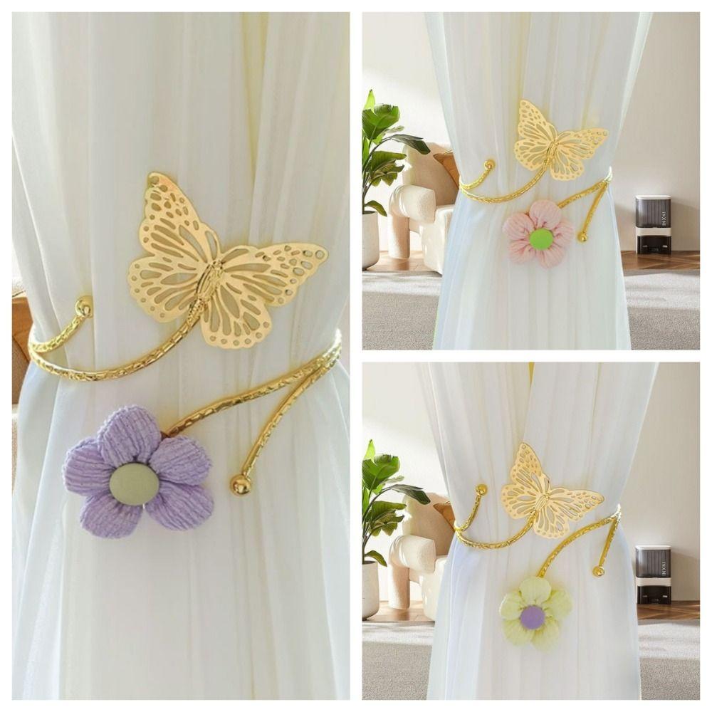 

Metal Curtain Straps Butterfly Cute Flowers Curtain Buckle New Curtain Tieback жовтий
