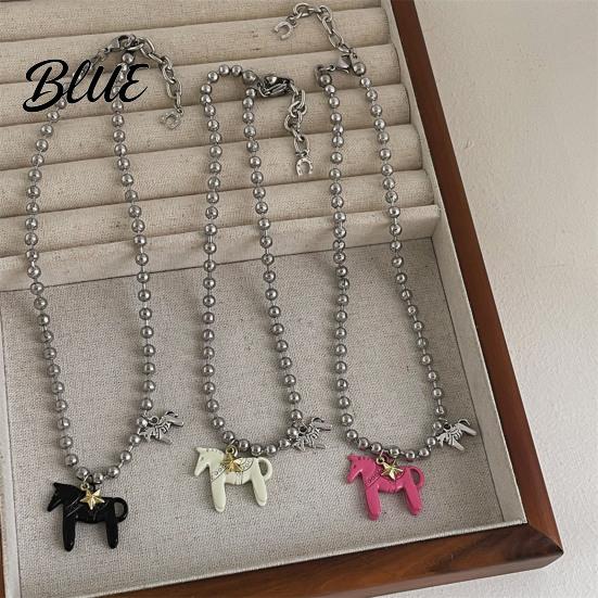 Horse Lover Gift Coated Pendant Necklace Bright Color Cute Charm