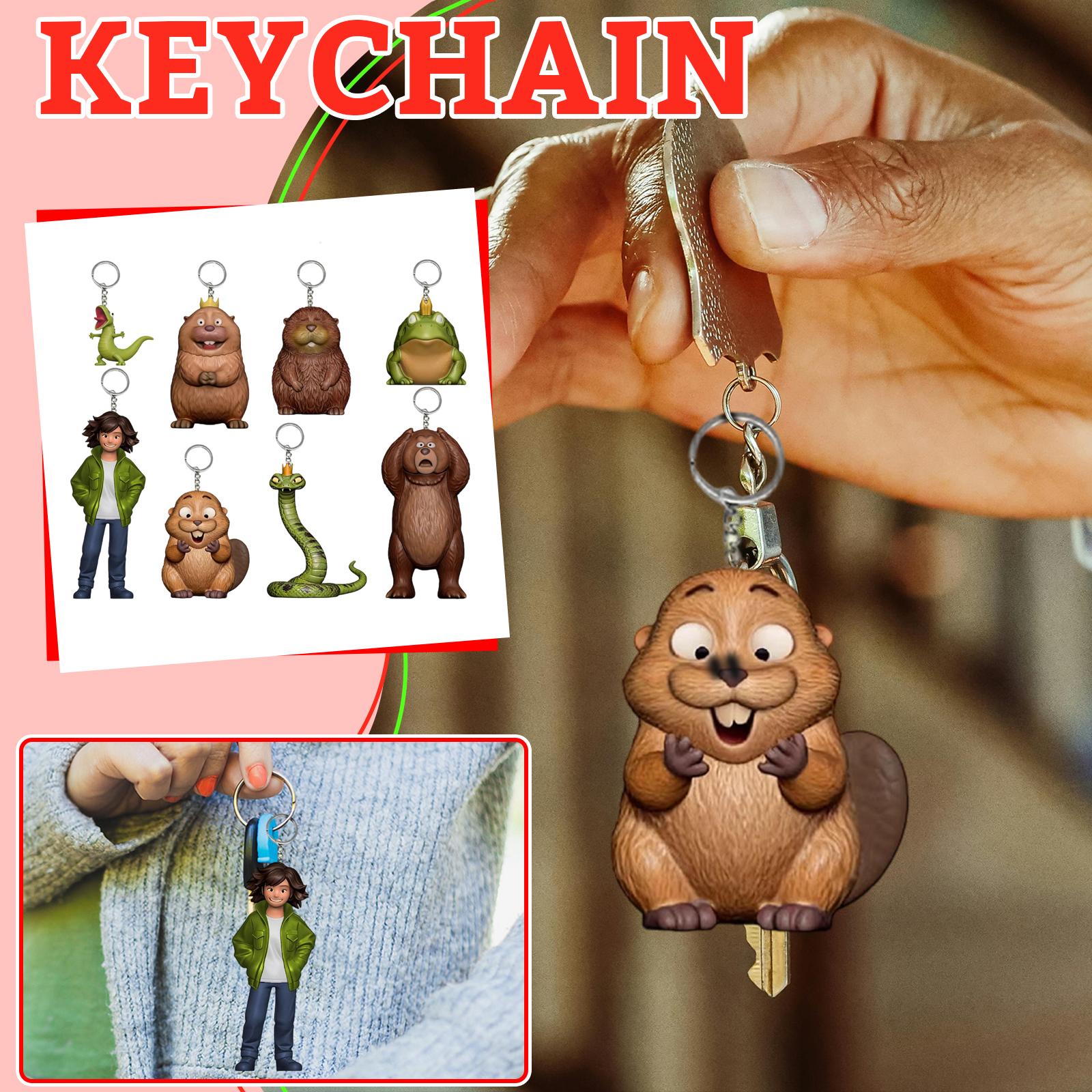 8pcs Beaver Transformation Project Figurine Toy Keychain One Size