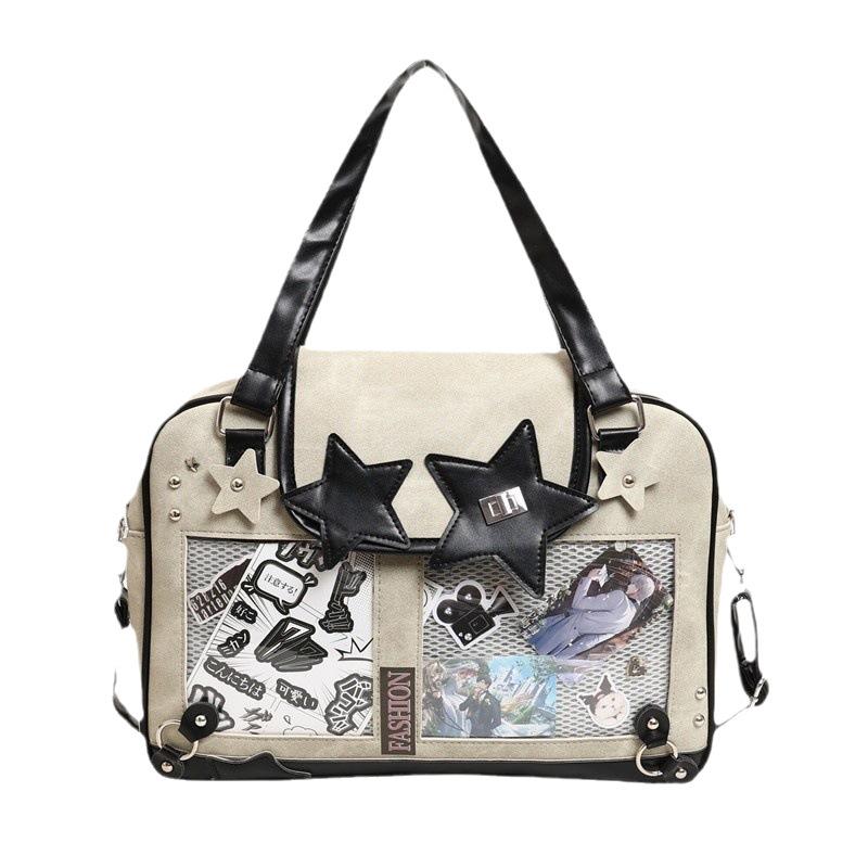 Y2K Star Itabag Lolita Transparent Pocket Crossbody Bag Women DIY Display Shoulder Handbag