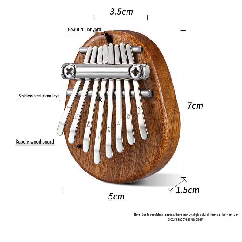 

Crystal Mini Kalimba: 8-Note Portable Thumb Piano Sapele [Heart] (Box + Strap + Metal Chain)