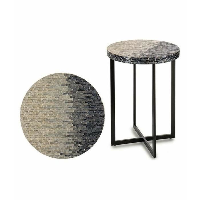 Table D'appoint - Gris Métal Nacre Noire - Contre-plaqué - 45 X 62 X 45 Cm