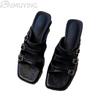 Women Slippers New Square Toe Sandals Party Shoes 2025 Summer Elegant Woman Pumps Brand Buckle Slides Sandalias Mujer