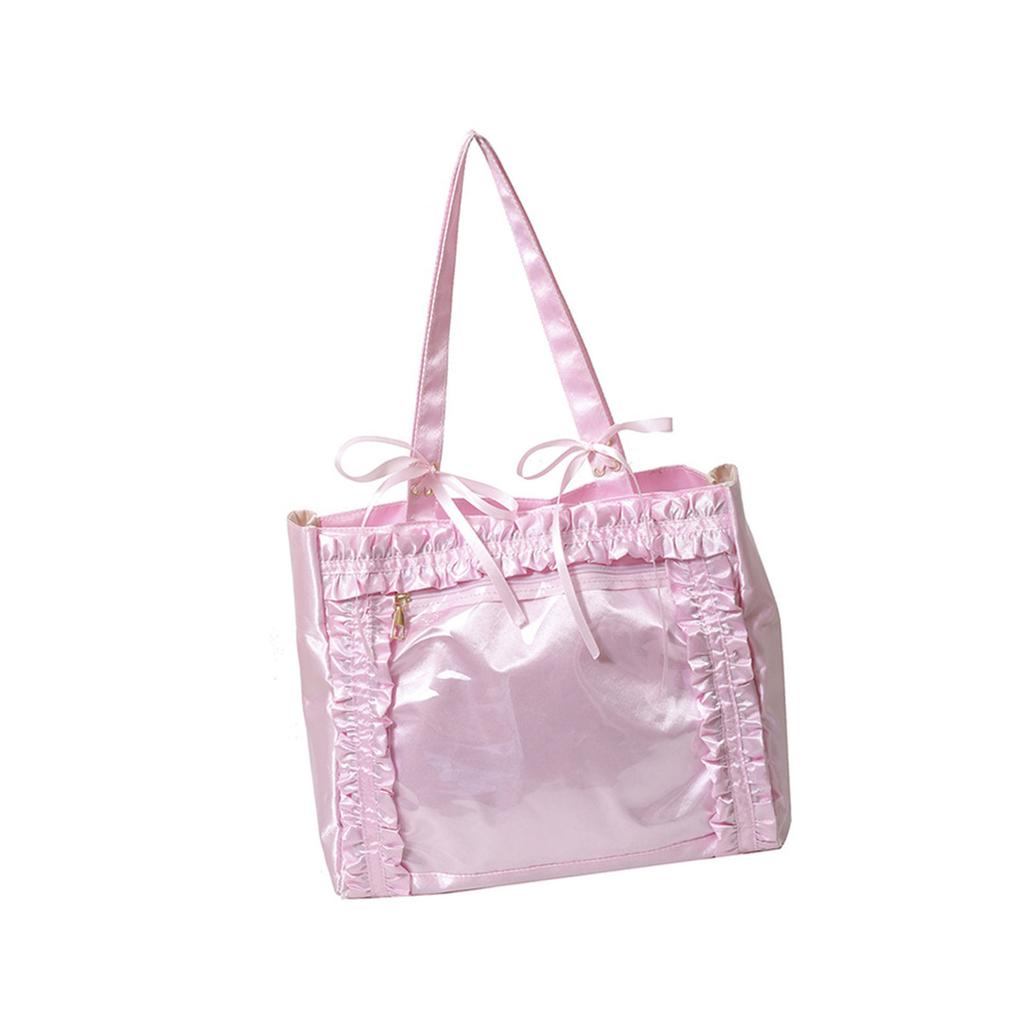 Ita Bag Tote Bag Clear Window for Pins Shoulder Bag Handbag Bag DIY Cosplay Stachel Tote Bag Sweet Bows Purses Gifts