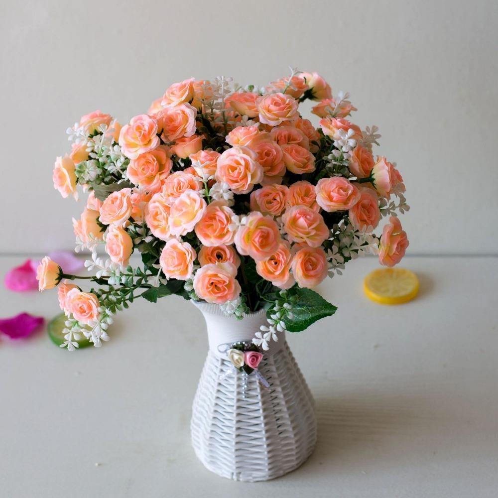 15 Head Real Happy Flower Mini 6 Colors Valentine's Day Flowers Photography Photo Gift Rose Flowers Decorative Home Decorative