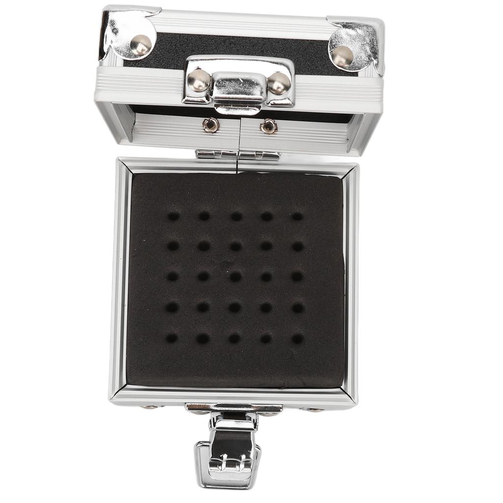 Nail Drill Bits Storage Box 25 Holes Transparent Clamshell Lock Design Dustproof Nail Drill Bits Desktop Container