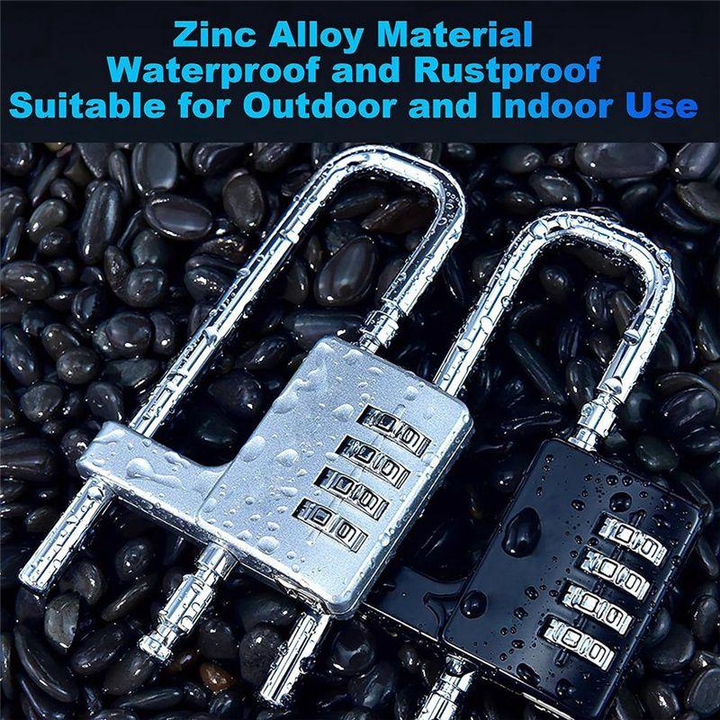 A89X Combination Padlock Outdoor, Waterproof Heavy Duty Padlock with Code, Multifunctional Adjustable Long Padlock- Black China Mainland