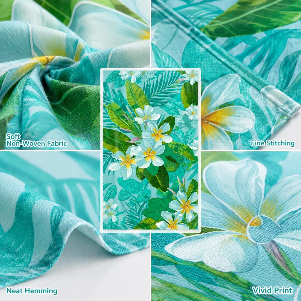 Tropical Flower Beach Towel Sand Free Quick Dry Flat Print Plumeria Floral Bath Towel for Summer Travel Holiday Pool Party