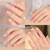 Square Press- Nail Tips, Short Length With Gradient Color, Full Coverage Nude Artificial Nails, Suitable For Women And Girls, 24 Pieces (1ml)