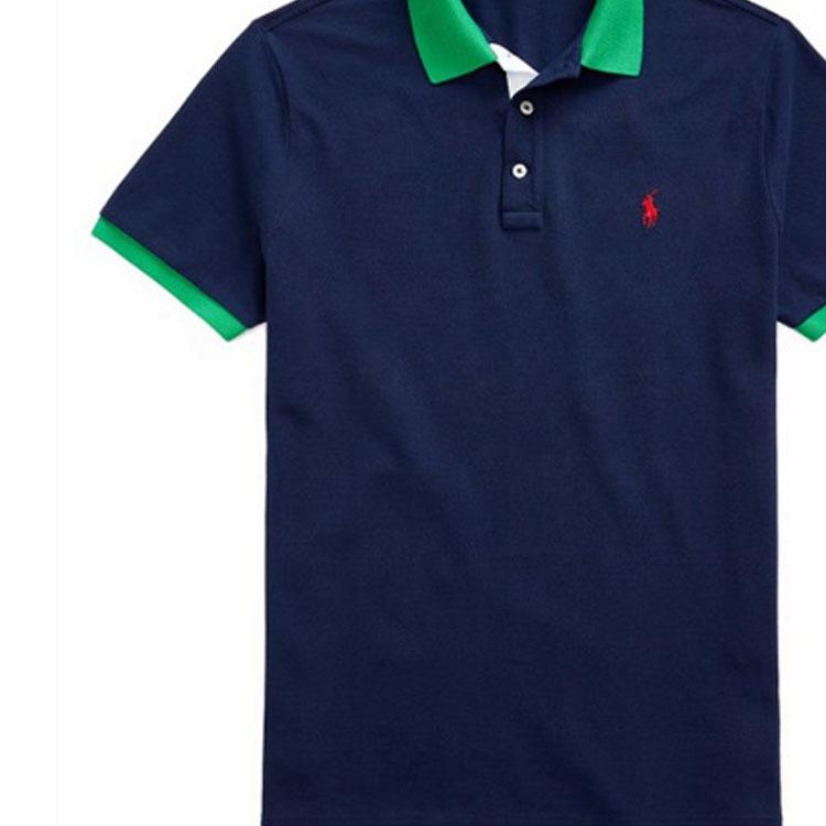 Polo Ralph Lauren Color Block Logo Embroidered Cotton Short Sleeve Polo Shirt Men tops Blue 710823421-001