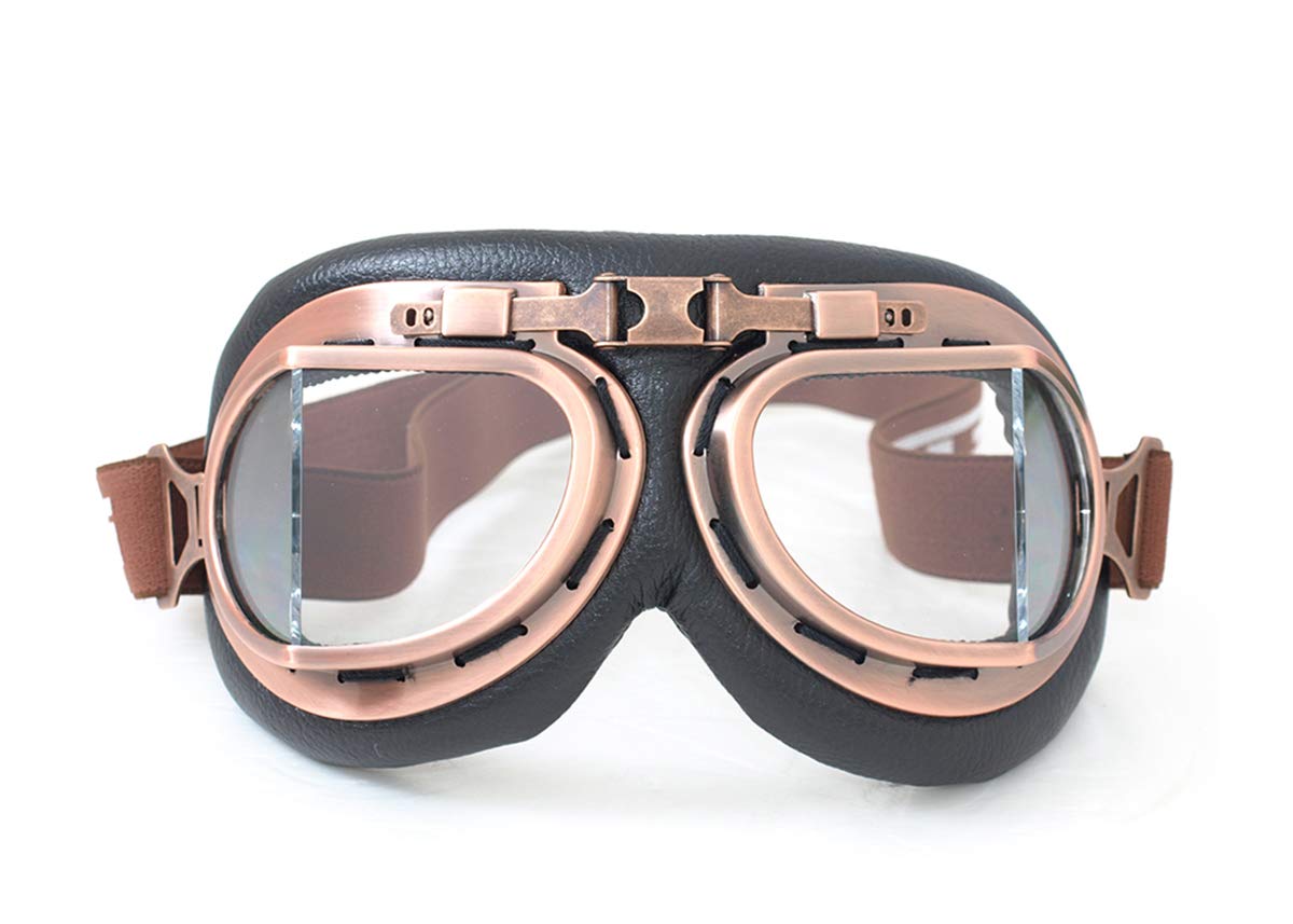 

[CRG] Retro Logo Google Motorcycle Goggles PC Lens Multipurpose Windproof Sand Fog UV Protection Outdoor Sports Goggles T08 (Transparent Lens)