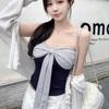 Women's Striped Bow Bandeau Vest Top