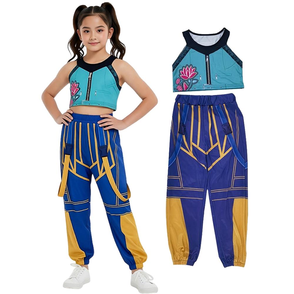Meisjes Cosplay Popzanger Kostuum Mode Kleding Meisjes Podium Optreden Aankleden Uniform Kinder Show Feest Kostuums 110(3-4T) blue