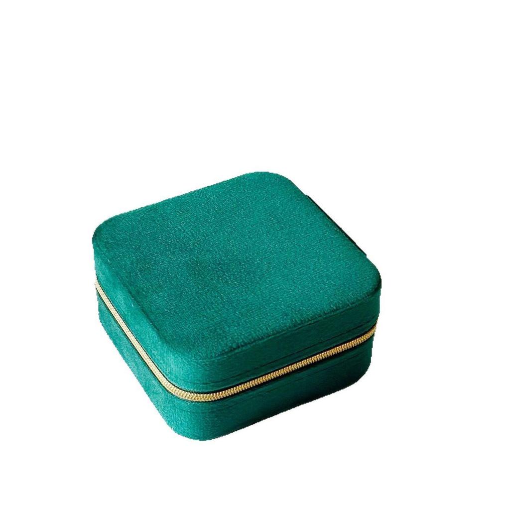 Elegant Flocking Cloth Jewelry Box - Portable Storage for Rings, Necklaces, Earrings with Zipper