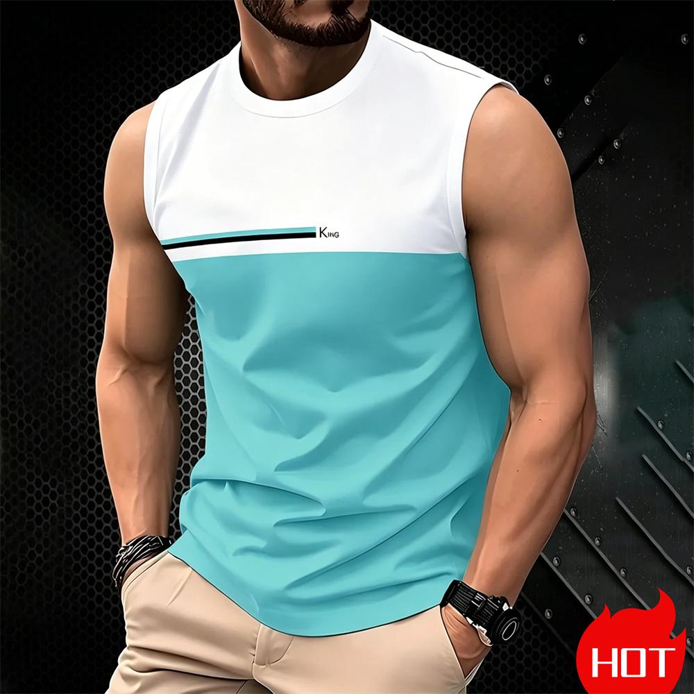 Summer Men's Casual sleeveless T-shirt Plus Size Simple O-Neck tank tops Clothing Outdoor Breathable 3D Printed Mens casual vest