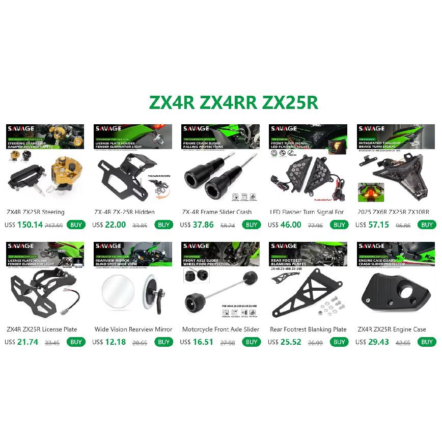 ZX-4R ZX-25R Rear License Plate Holder For KAWASAKI NINJA ZX4R ZX4RR ZX25RR Motorcycle Tail Tidy Fender Eliminator LED Light