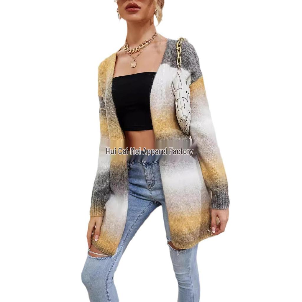 Cardigan en maille arc-en-ciel Hiver 2026 Grande Taille pour Femme