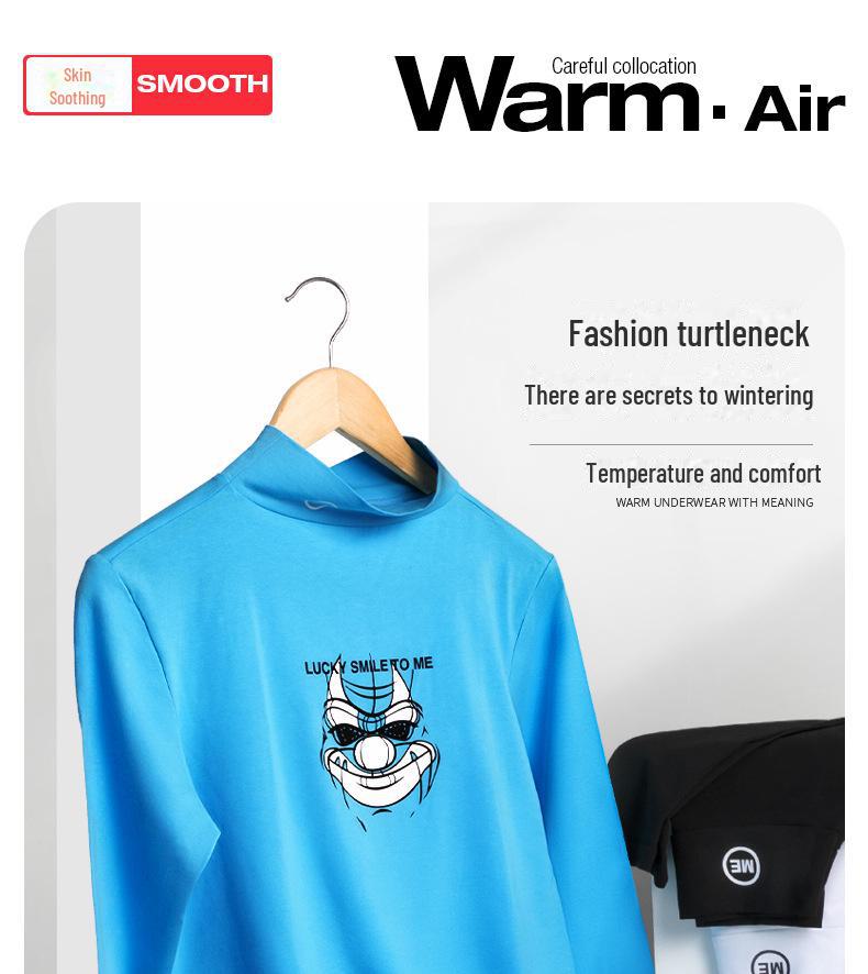 Men's Lightweight Cotton Turtleneck Base Layer, Breathable Long Sleeve for Young Men