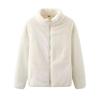 Women's Winter 2026 Long Sleeve Stand Collar Coral Fleece Cardigan Jacket - Lazy Style Lambswool Coat