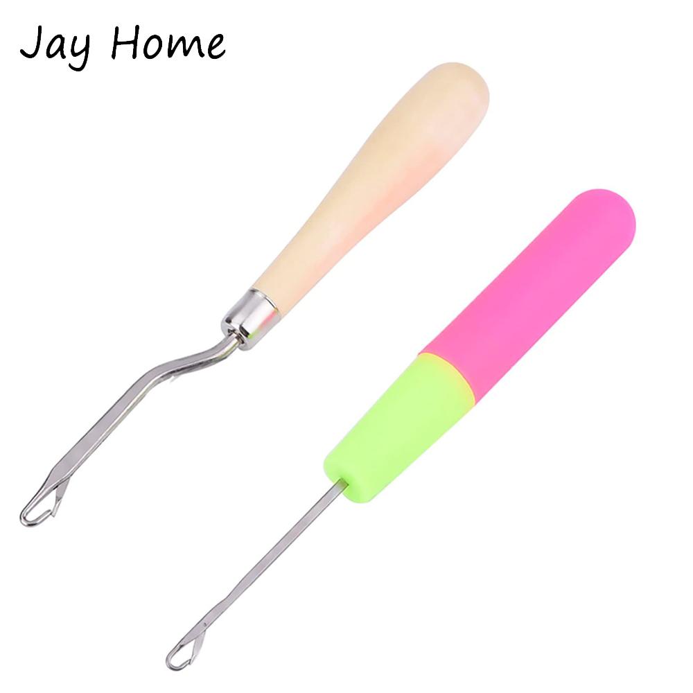 5pcs Different Size Latch Hook Kits Crochet Needle Hook Latch Hook Tool with Handle for Braid Hair Carpet Scarf Crafts