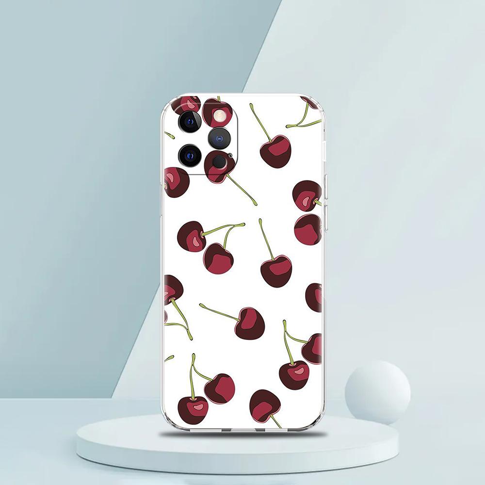 

Cute Cherry Bow Luxury Phone Case For iPhone 16 15 14 13 12 11 Pro Max XS X XR SE 7 8 Plus soft Silicone Clear Cover iPhone 14