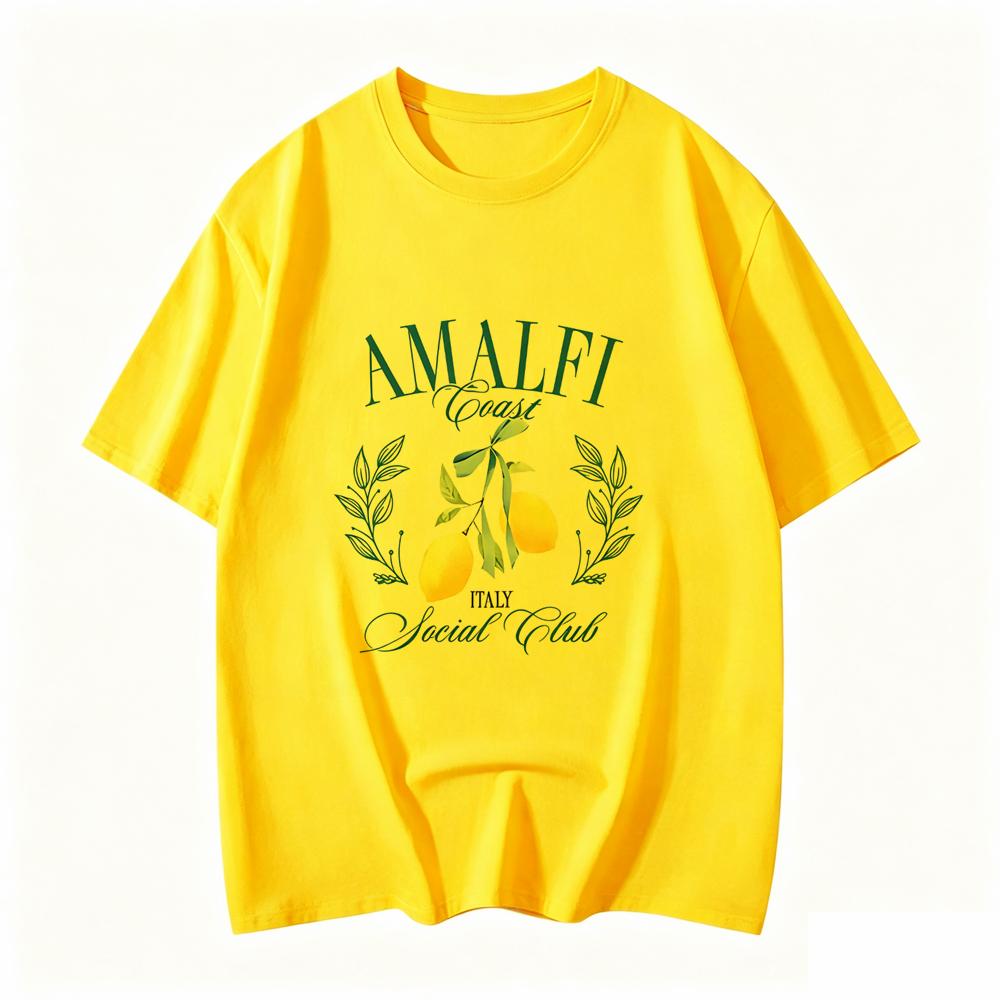 Lemon Print Tshirt Short Sleeve Crew Neck Casual Top For Summer Spring Unisexs Clothing