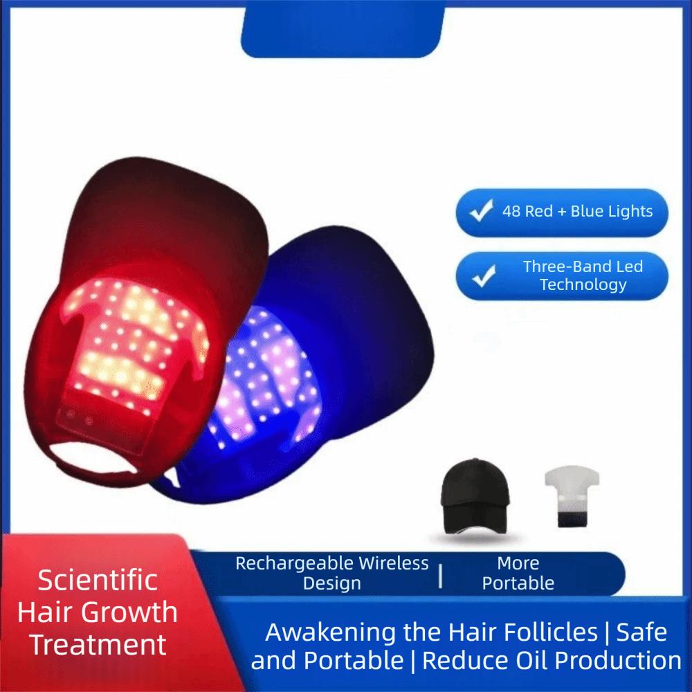 Red Blue Light Hair Growth Device Infrared Light Laser Hair Care Cap  for Men and Women