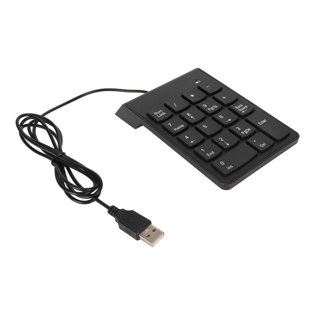 Wired Number Pad Black USB Connection 18 Keys Quiet Plug and Play Smoothing Numeric Keypad for Bank