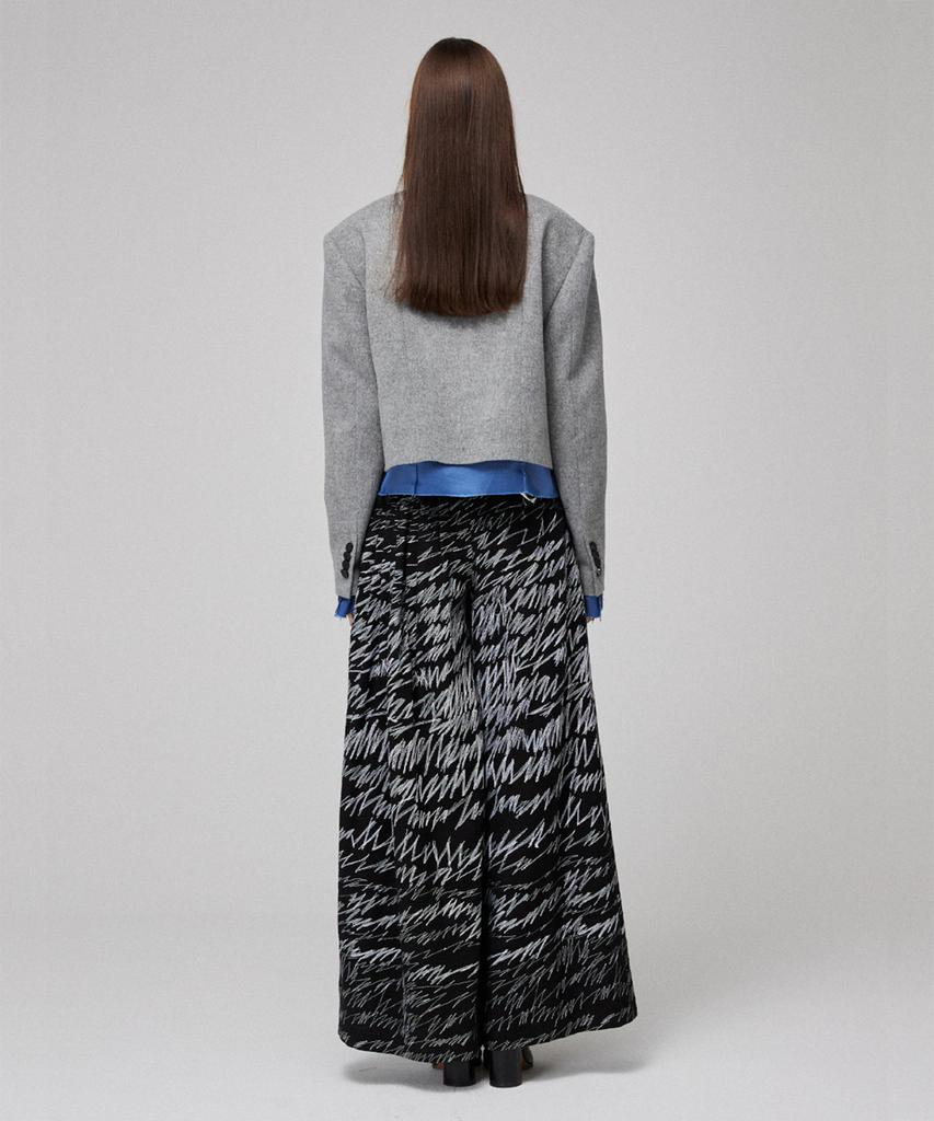 Meuameu Signature Stitch Unbalance Pin Tuck Flare Slacks
