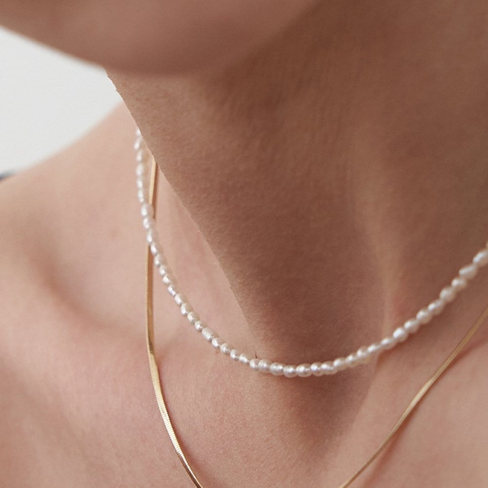 Staygem 14K Rice Pearl Bead Necklace
