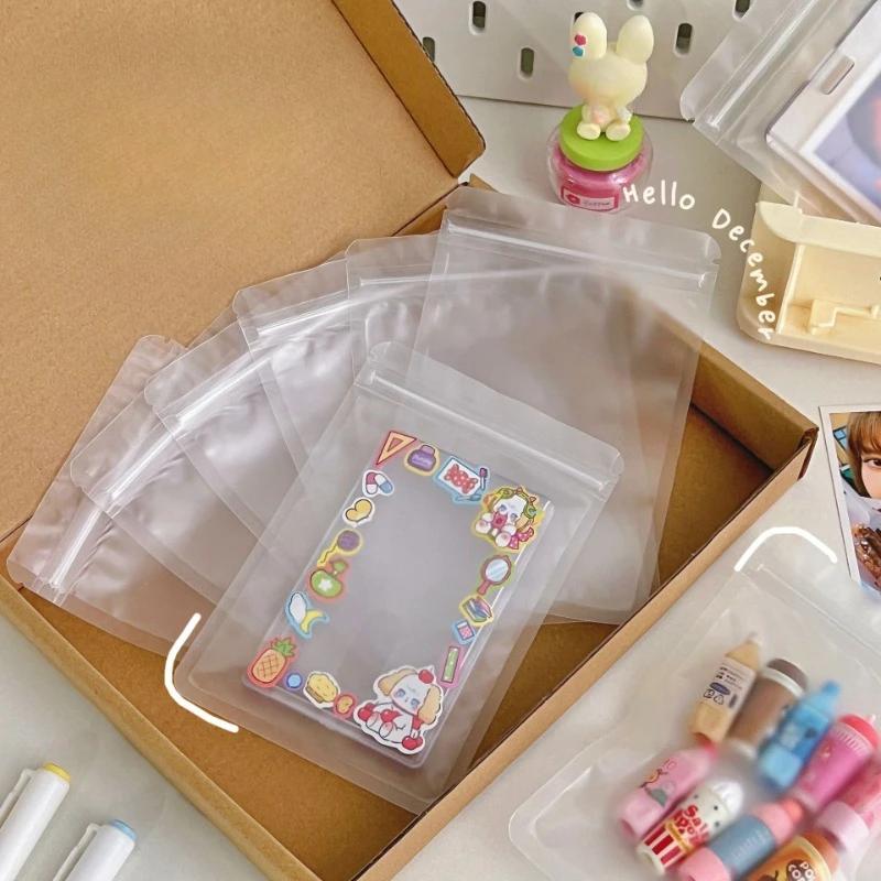 10PCS Clear Zip Lock Plastic Card Package Bags with Zipper Self Seal Transparent Ziplock Kpop Card Packaging Bag