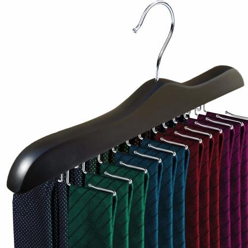 Konten Tie Hanger, Belt Hanger, Holds 24 Ties, Belts, Scarves, Camisoles, and Underwear, Plenty of Storage, Wooden Hanger, Closet Organization, Non-Sl