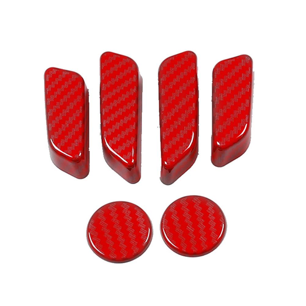 6 STÜCKE Für Tesla Model 3 Model Y Kohlefaserfarbe Sitzverstellschalter Knopf Zierabdeckung Schwarz ABS Autoinnenraumzubehör